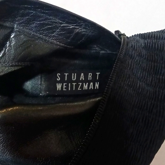 STUART WEITZMAN Black Textured Knee High Heeled Square Toe Boots Size 6 - Picture 12 of 13